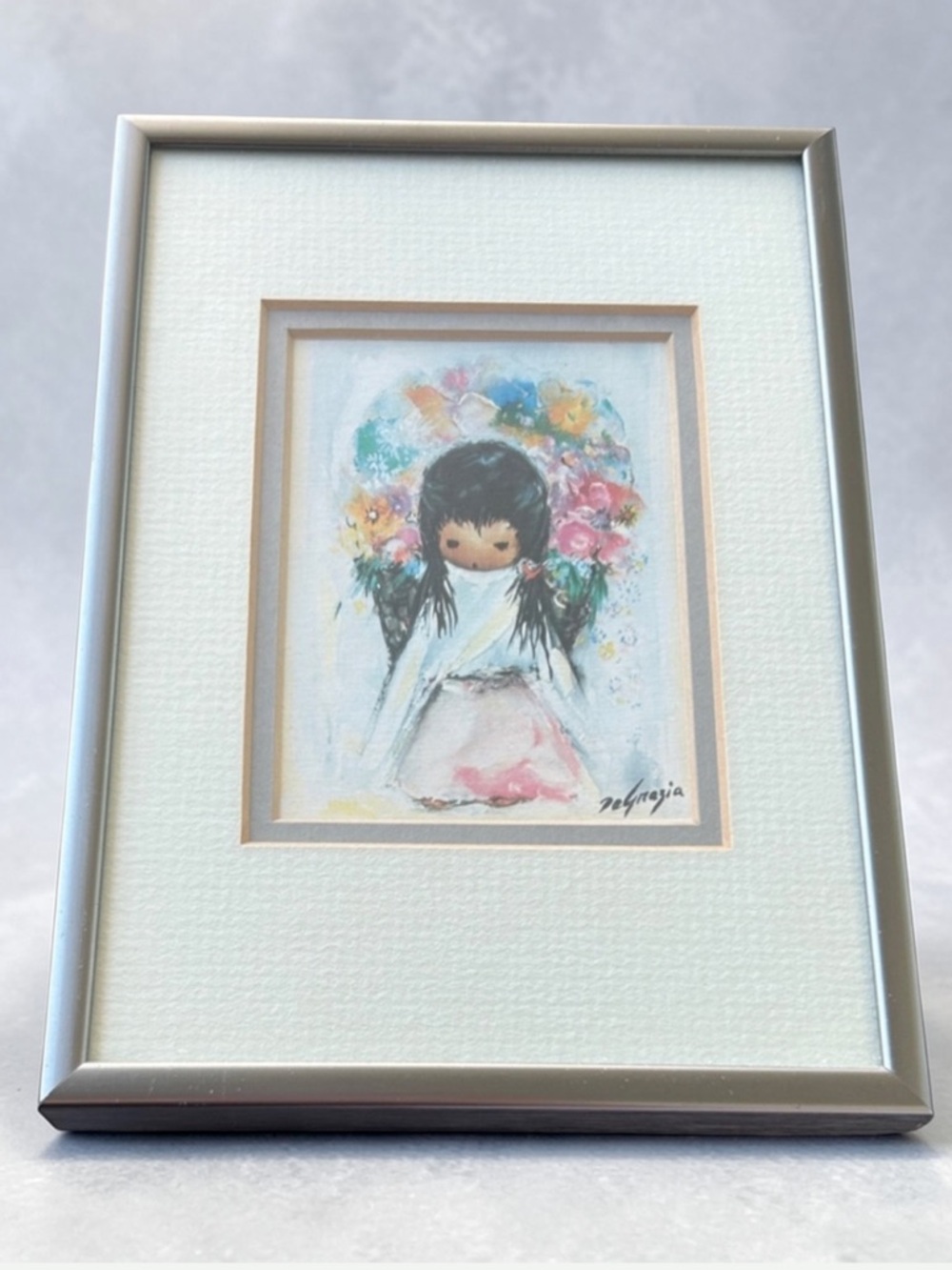Vintage 1970’s Ted DeGrazia Signed Print “Flower Girl” Framed